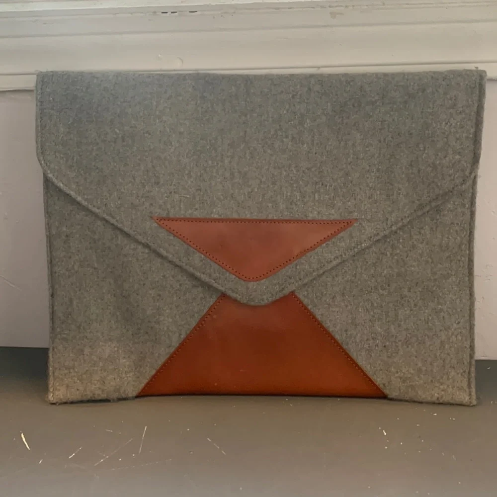 Tablet Bag Or Large Clutch Purse, Grey And Brown